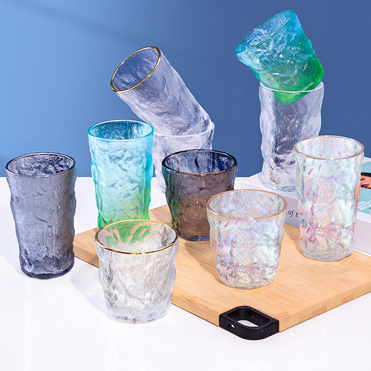 High Appearance Level Glass Glacier Cup Ins Wind Coffee Milk Breakfast Cup Tea Water Wine Cup Free Gift Wholesale Specification drawing