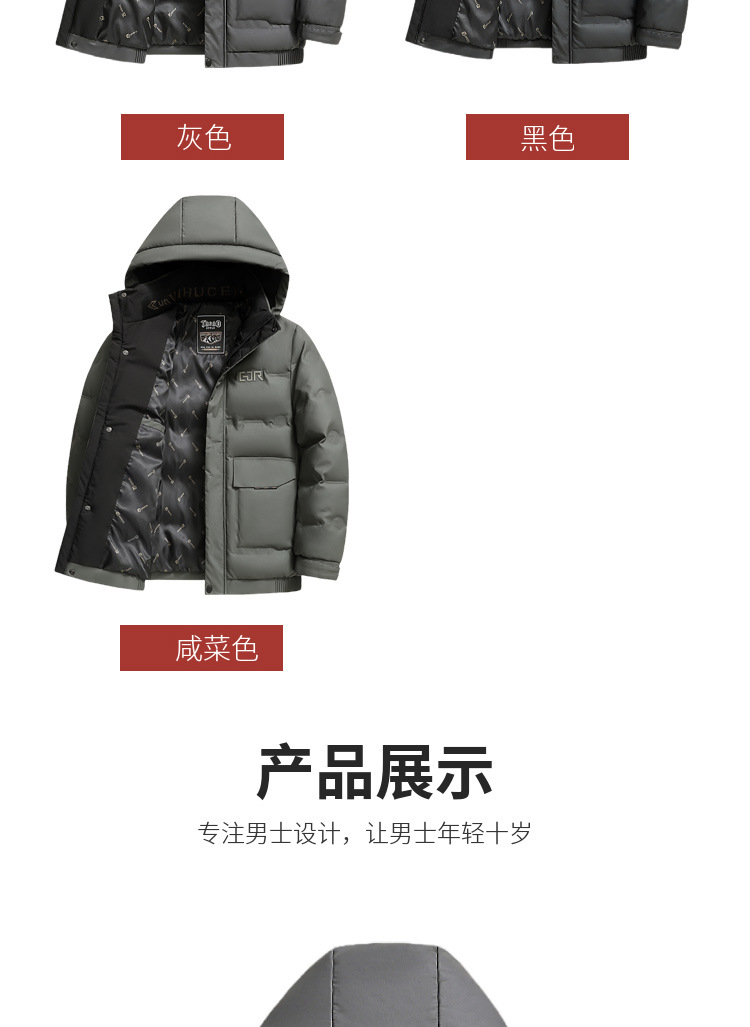 Thick down jackets for middle-aged men in winter, hooded warm leather jackets, windproof and cold-proof winter leather jackets for men pic 7