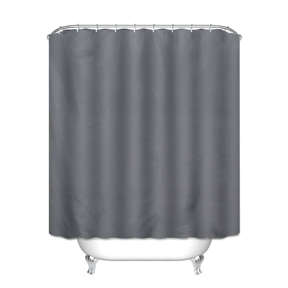 Cross Border Dry And Wet Plain Arc Bath Curtain Free Punching L-Type Solid Color Partition Curtain Polyester Waterproof Shower Curtain Item Picture