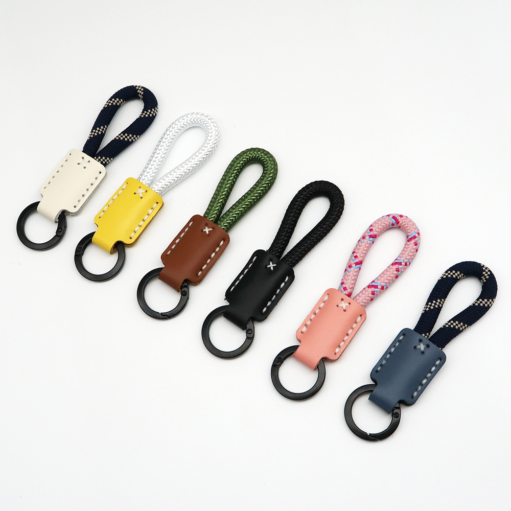 纯手工牛皮简约钥匙圈挂绳精致挂饰挂件高品质情侣编织绳包包挂件