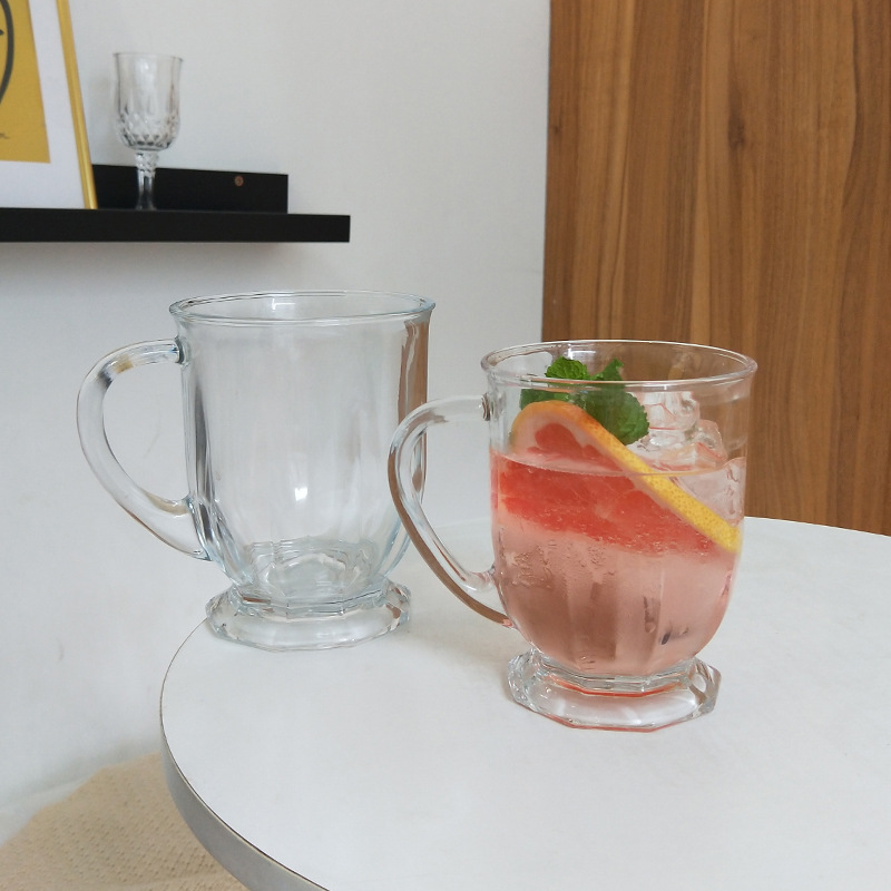 Purr Big Mouth Cup Web Red Glass With Handle Large Capacity Milk Drink Juice Glass Ins Wind