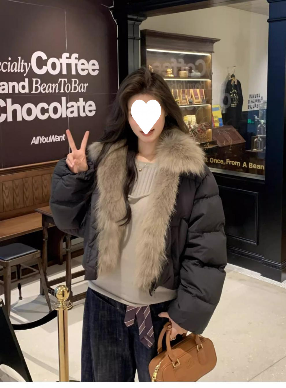 现货冬季新款短款羽绒服女毛毛领宽松加厚小个子韩版皮面包服外套详情14
