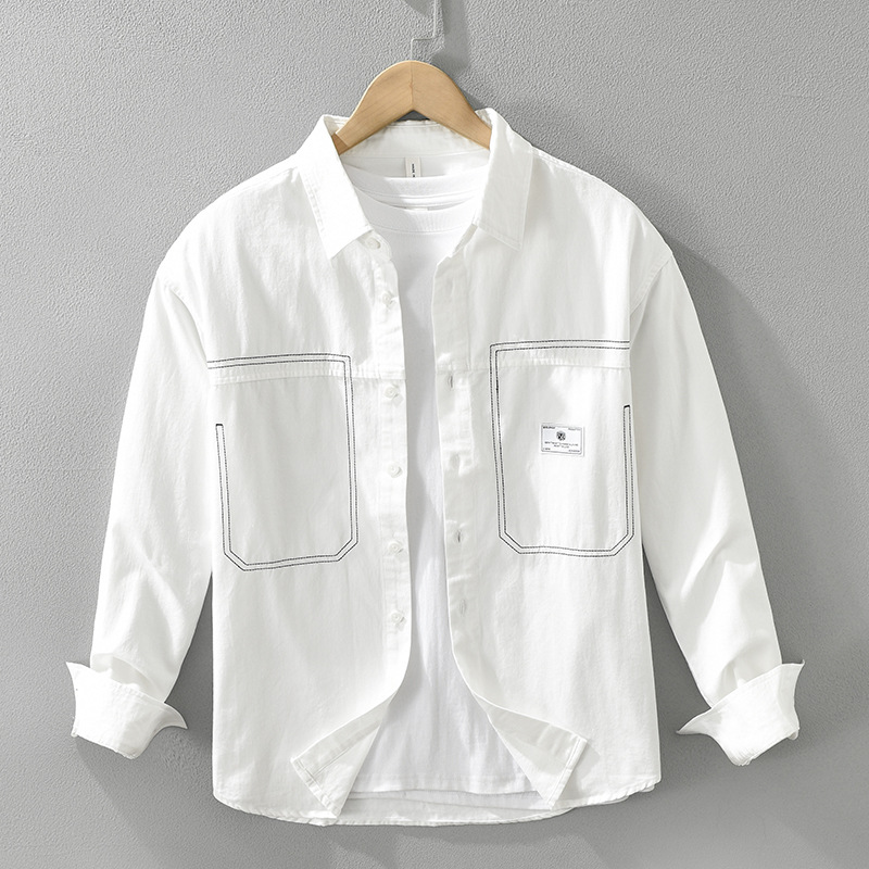 8892 tendencia japonesa camisa de manga larga de los hombres moda juvenil casual versátil arte suelto top one piece generation