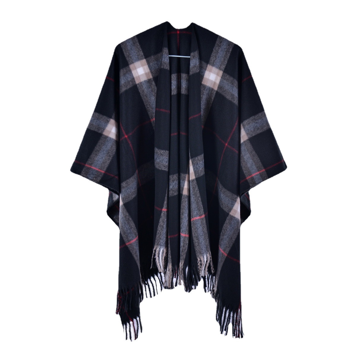 2023 Wholesale Europe And The United States Big Brand Warm Shawls Ladies Spring Split Fringe Fringe Plaid Cape Amazon Item Picture
