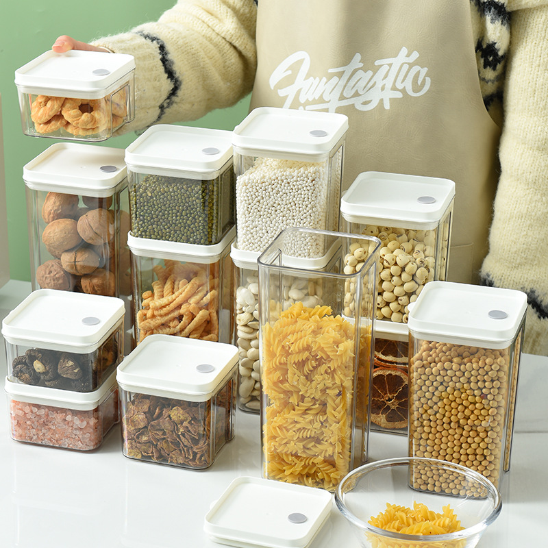 密封罐五谷杂粮厨房收纳 食品透明塑料罐盒子零食干货茶叶储物罐图