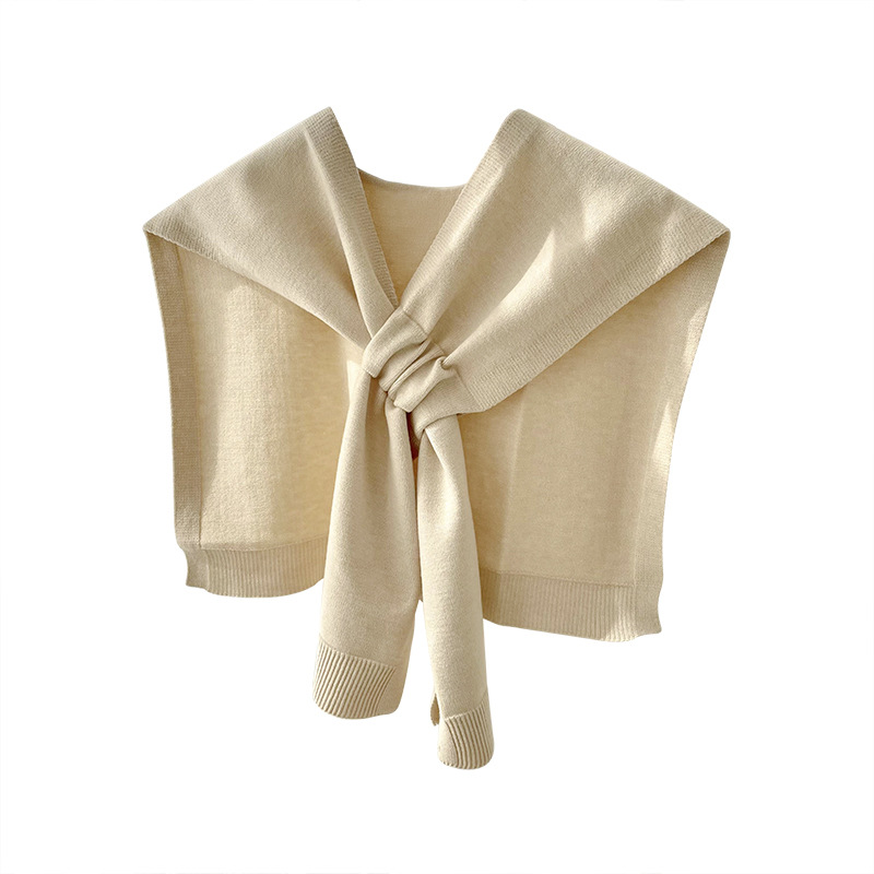 Korean Knitted Shawl Female Autumn And Winter Air-Conditioned Room Knitted Cross Shawl Fashion Over A Solid Color Scarf Item Picture