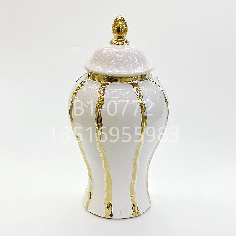 Light luxury modern simple ceramic electroplating general pot vase home crafts decoration living room porch surface decoration Item Picture