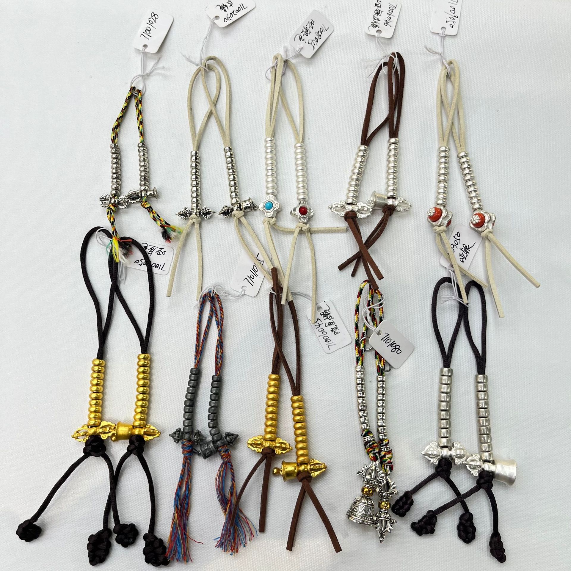 Handmade old Tibetan-style Buddhist prayer bead counter, bell and pestle ritual implements, retro pendant, bracelet, necklace, jewelry accessories pic 3