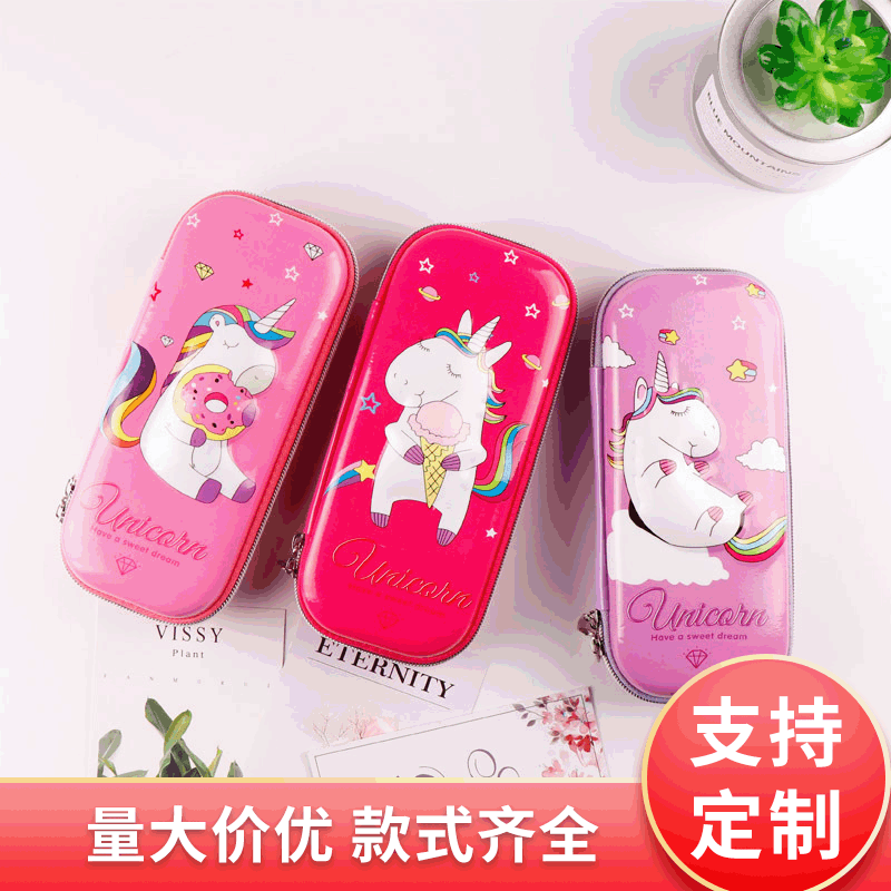 TOPSTHINK Disney 3D Unicorn EVA large-capacity pen Case for Children and Students Multi-compartment Cartoon Stationery Box, simple and niche handbag wholesale