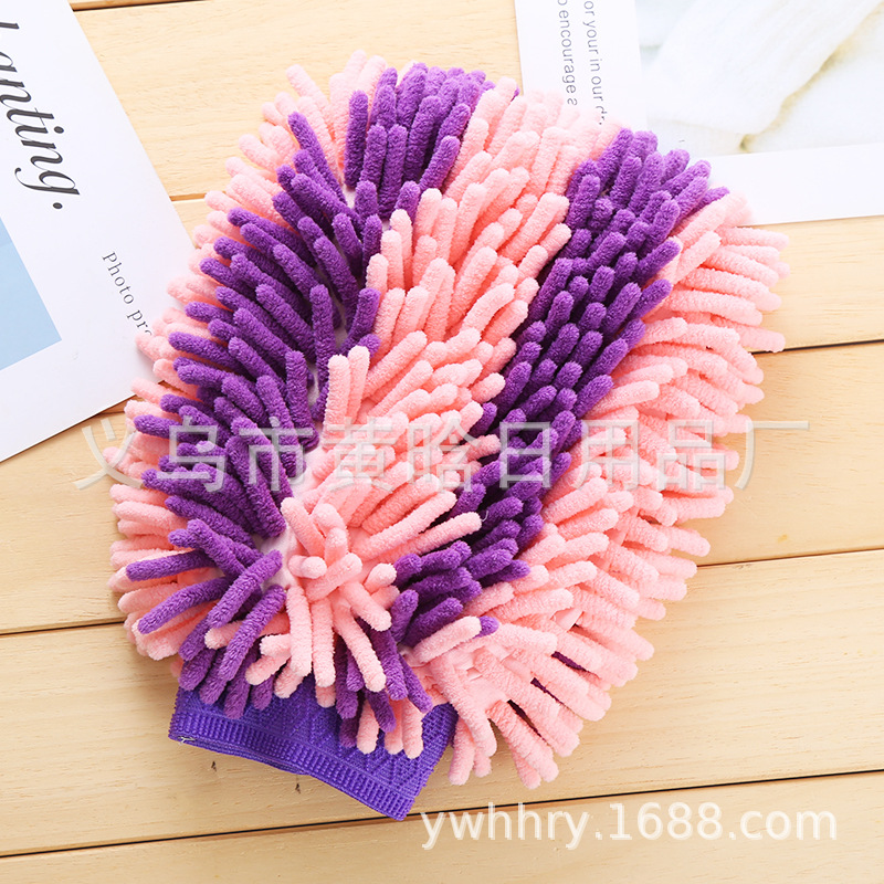 [Hold Jia] Increase Encryption Thickening Color Chenille Car Wash Gloves Suction Ash Cleaning Decontamination Function Item Picture