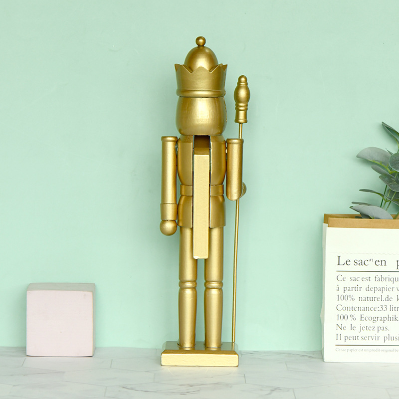 New 38CM simple style golden drum soldier wooden handicraft decorative item nutcracker cross-border stock delivery details Picture