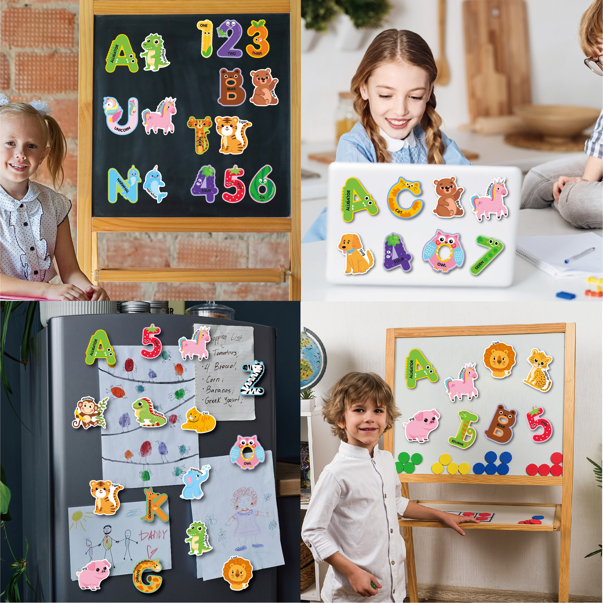 跨境动物冰箱贴创意磁吸儿童学习教具字母数字组合diy软磁冰箱贴细节图