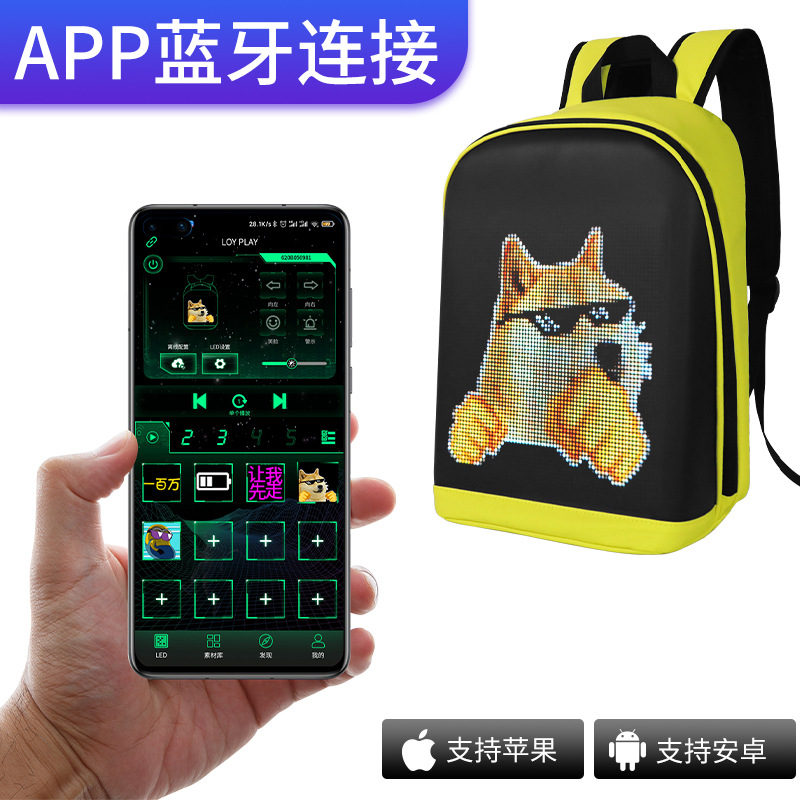 loy advertising LED Backpack, illuminated backpack, foreign trade cross-border waterproof, casual sports student bag details Picture