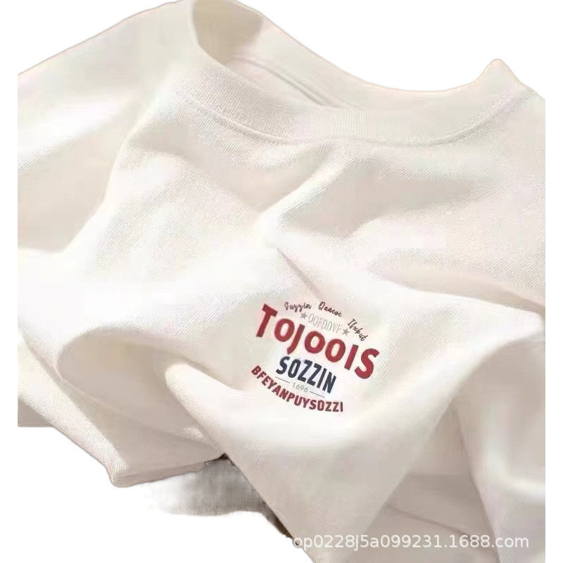 Summer's new men's and women's pure cotton short-sleeved, small chest label personalized couple T-shirts are loose, casual and versatile, trendy tops Item Picture