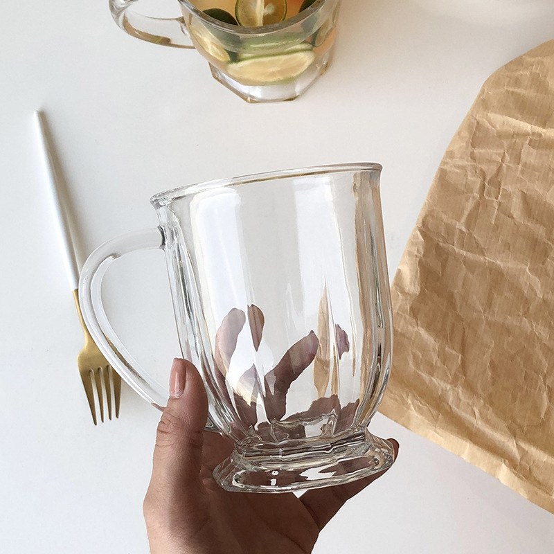 Purr Big Mouth Cup Web Red Glass With Handle Large Capacity Milk Drink Juice Glass Ins Wind Specification drawing