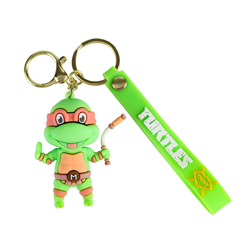 Wholesale Teenage Mutant Ninja Turtles keychains, 3D silicone figurines, cute pendants, couple car bag pendants, gifts Item Picture