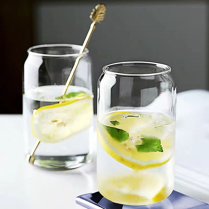 Amazon Cola Cup Cold Drink High Borosilicate Glass Can Cup With Bamboo And Wood Lid Glass Straw Application Scenario