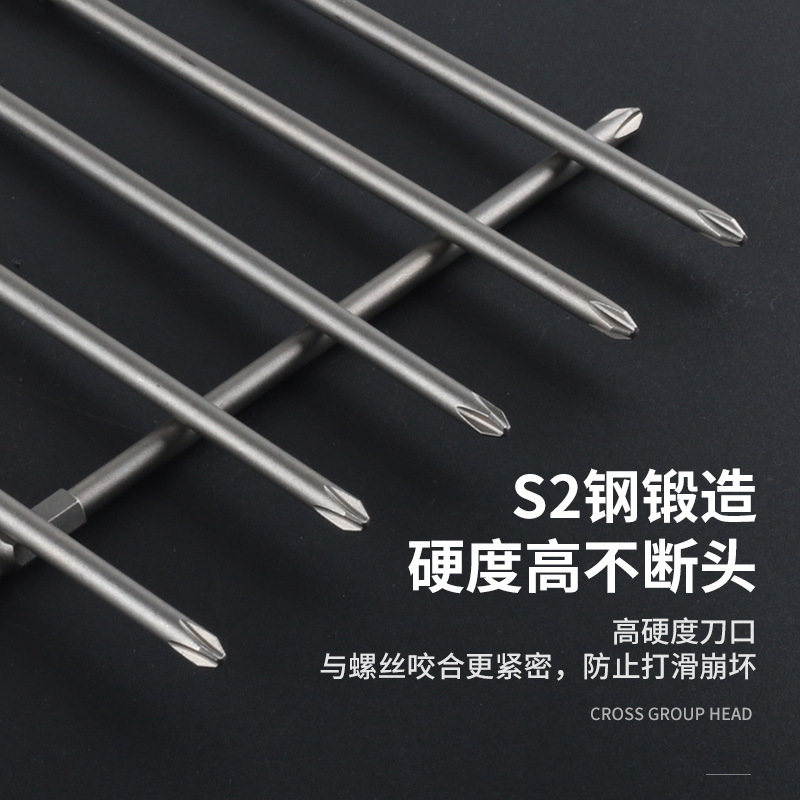 S2 steel hardened 1/4 magnetic single-head cross-head screwdriver bit, pneumatic electric drill bit, screwdriver bit, screwdriver head, screwdriver taper Specification image