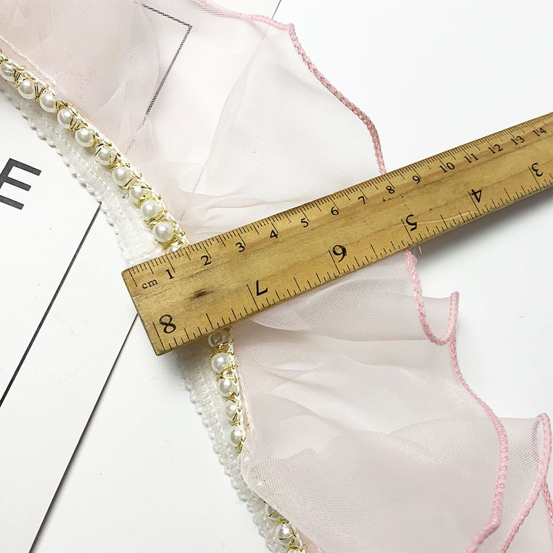The bottom edge of the fishing line is made of organza with pleated polyester filament lace and pearl lace. diy clothing and home textile auxiliary materials Application Scenario