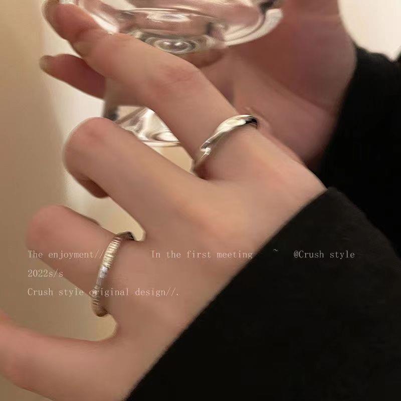 Anillo de anillo de color de plata conjunto de tres piezas para mujer viento frío temperamento simple versátil anillo de dedo índice ins influencer personalidad anillo de cola Specification image