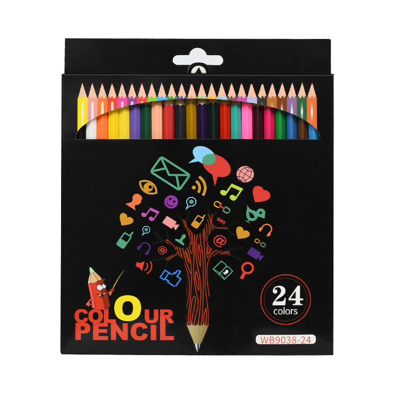 The new 24-color oil-based colored pencils from Weibo come in a box of eco-friendly, non-sharpened colored pencils made from solid wood for primary school students to draw and sketch Item Picture