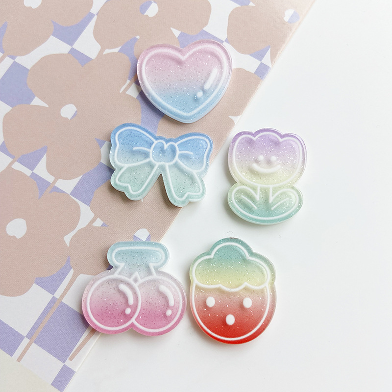 New gradient cute fruit strawberry and cherry diy handcrafted headwear, cream gel hair clip brooch, acrylic accessories details Picture