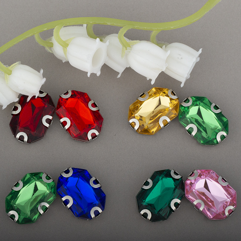 10*14MMD形耳朵爪仿台长方形尖底亚克力 diy服饰头饰配件手缝爪钻