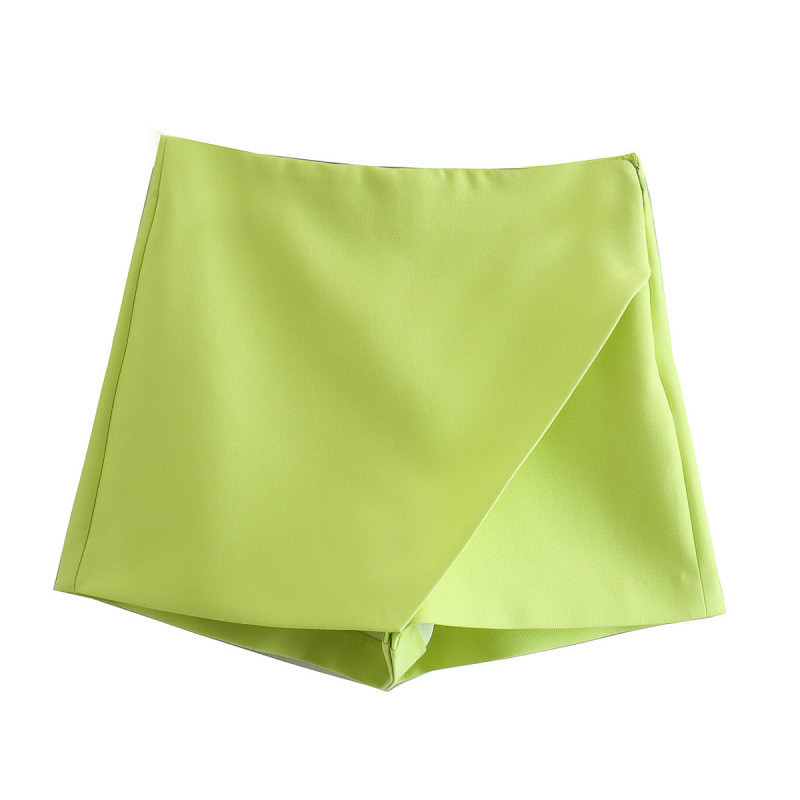 2022 Spring and Autumn New women's clothing: European and American style high-waisted irregular culottes, solid-color shorts, factory straight hair for women details Picture