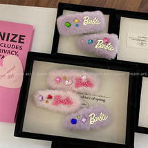韩国新款彩色水钻字母芭比毛绒发夹 甜美可爱BB夹侧边夹发卡发饰