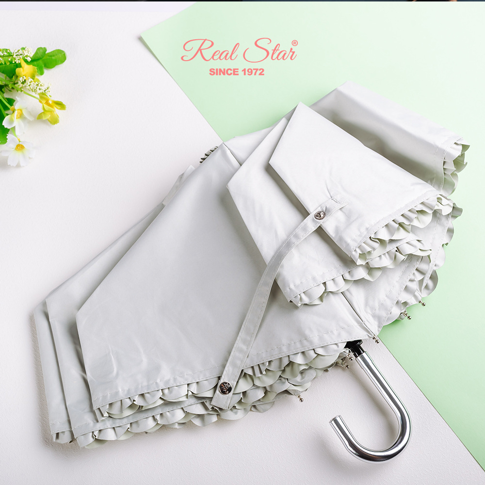 Xingbao Japanese-style sun umbrella, fresh and light color rubber sunshade and sun protection umbrella, three-fold lace umbrella in stock wholesale manufacturer details Picture