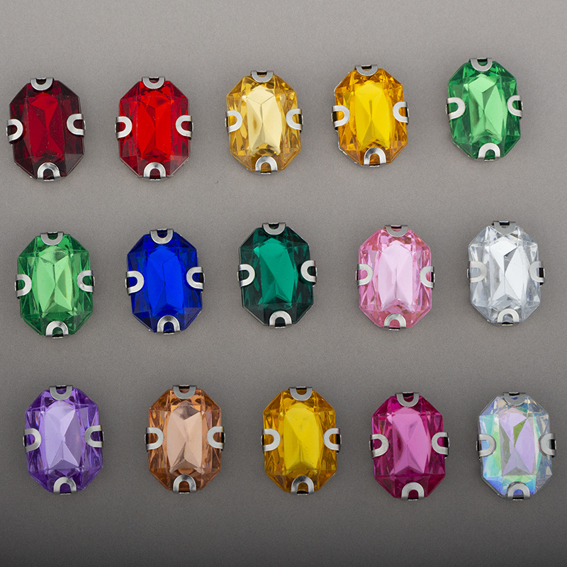 10* 14mm D-shaped ear claw, rectangular pointed-bottom acrylic diy clothing and headwear accessories, hand-sewn claw drill details Picture