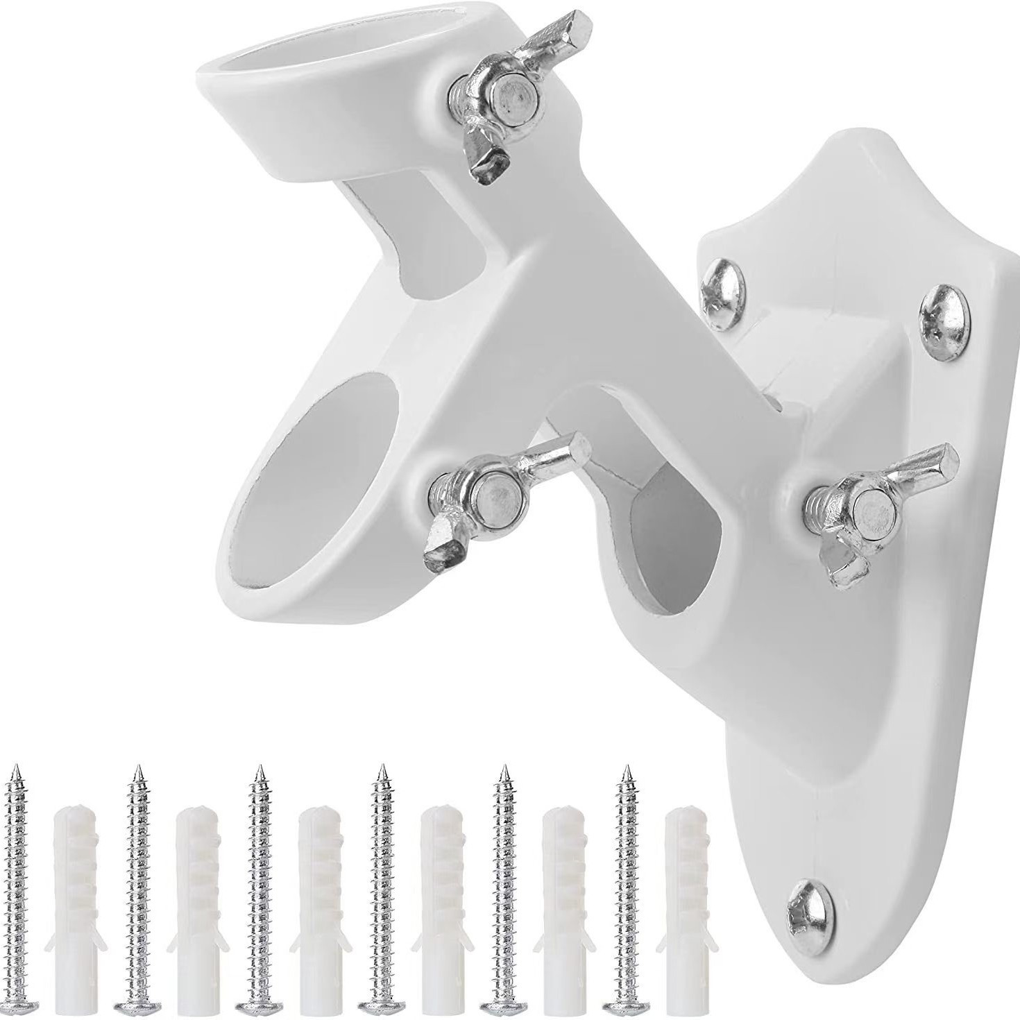 Cross-border wall-fixed inclined insertion base flagpole bracket, double-hole 45-degree outdoor advertising wholesale aluminum alloy flagpole details Picture