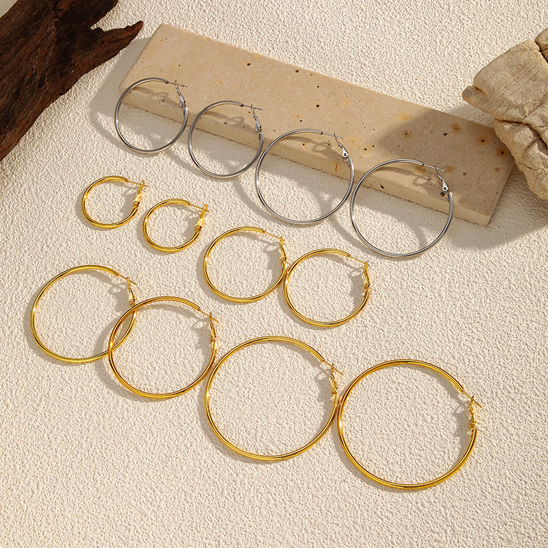 欧美个性大圆环耳环简约时尚电镀耳饰女批发