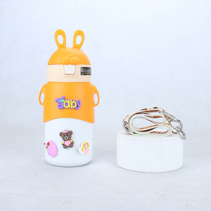 Personality Trend New Fixed Cup Quality Store Male And Female Students Children Sling Thermos Cup Rabbit Cup Portable Back details Picture