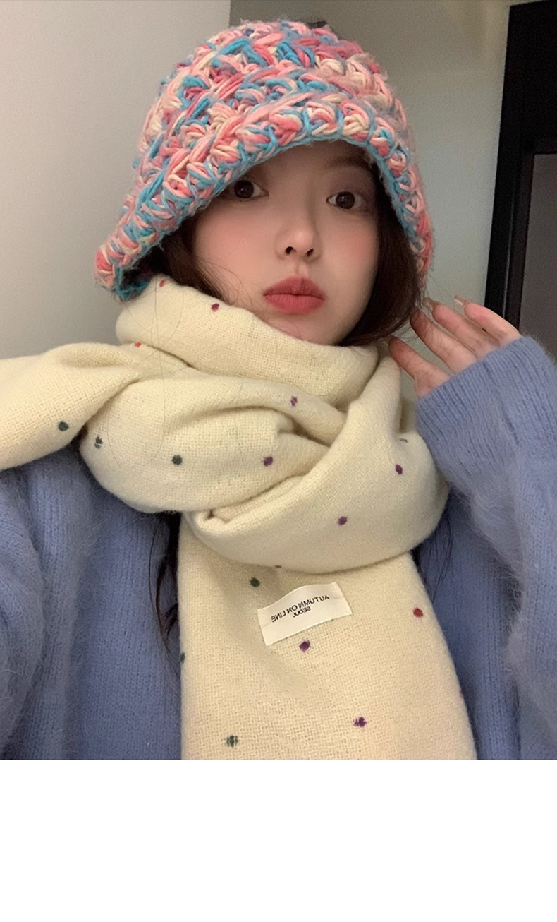 彩虹糖点小众围巾女秋冬季2025新款围脖披肩两用氛围感纯色批发详情1