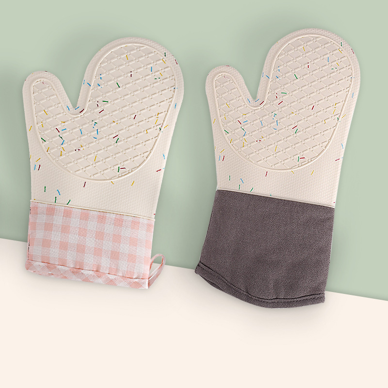 Add Cotton Silicone Gloves Microwave Oven Hot Gloves Household Kitchen Silicone Heat Insulation Gloves Baking Tools Wholesale