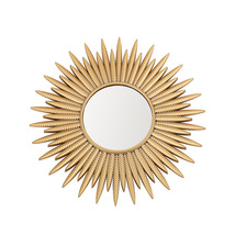 新款北欧mirror圆形装饰镜民宿太阳花镜子客厅背景墙面欧式装饰镜