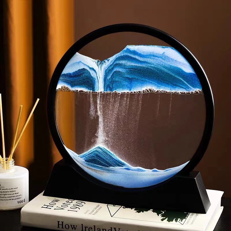 Creative hourglass moving sand painting decoration living room tabletop wine cabinet decoration Office furniture housewarming glass crafts full figure