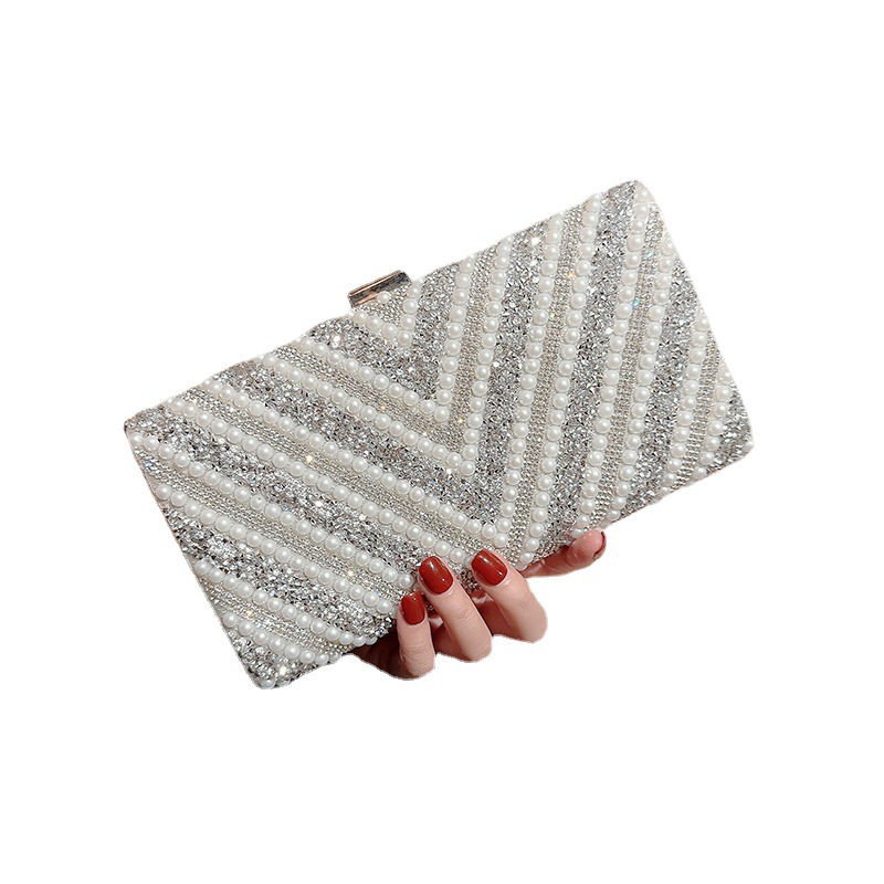 Cross-Border Socialite Pearl Dinner Bag Diamond-Encrusted Banquet Hand Bag Wedding Bag European And American Ladies Dress Bag Evening Bag Girl Item Picture