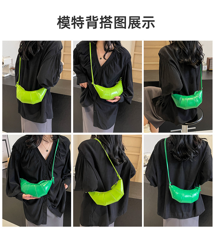 跨境外贸牛角包女包新款潮简约时尚斜挎饺子包百搭单肩箱包皮具男士手提包详情8