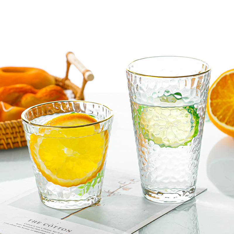 Creative Japanese Gold-Rimmed Hammer Glass Cup