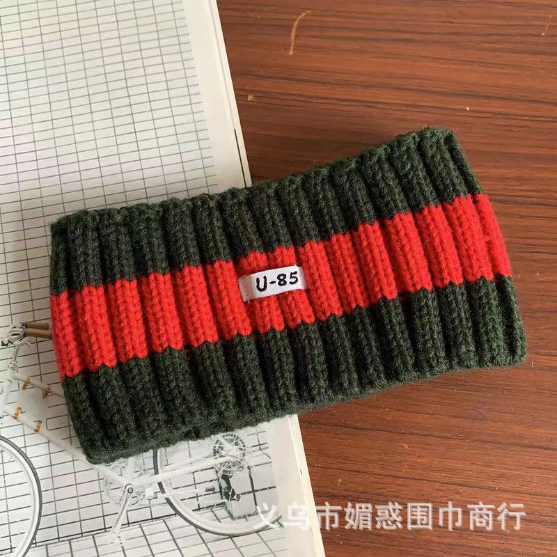 Japanese And Korean Ins Retro Color Widening Thickening Face Small Knitted Headband Autumn And Winter Head Set Specification drawing