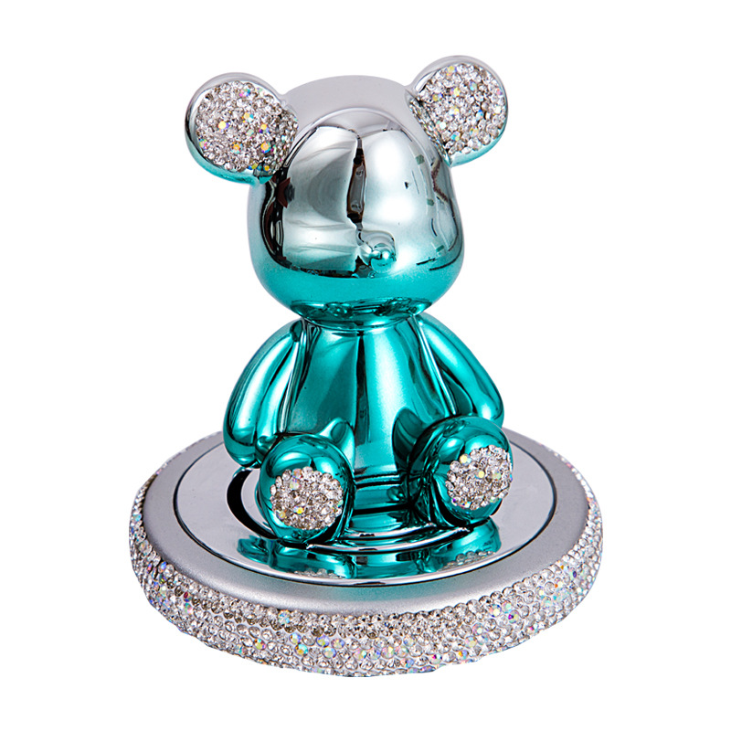 Car perfume, electroplated bear with diamonds, violent bear, car figurine, decorative item, metal aroma diffuser, flying saucer, interior decoration Item Picture