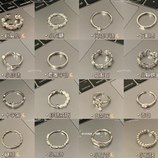 韩版素圈不规则925百搭戒指女小众ins风设计不掉色组合指环