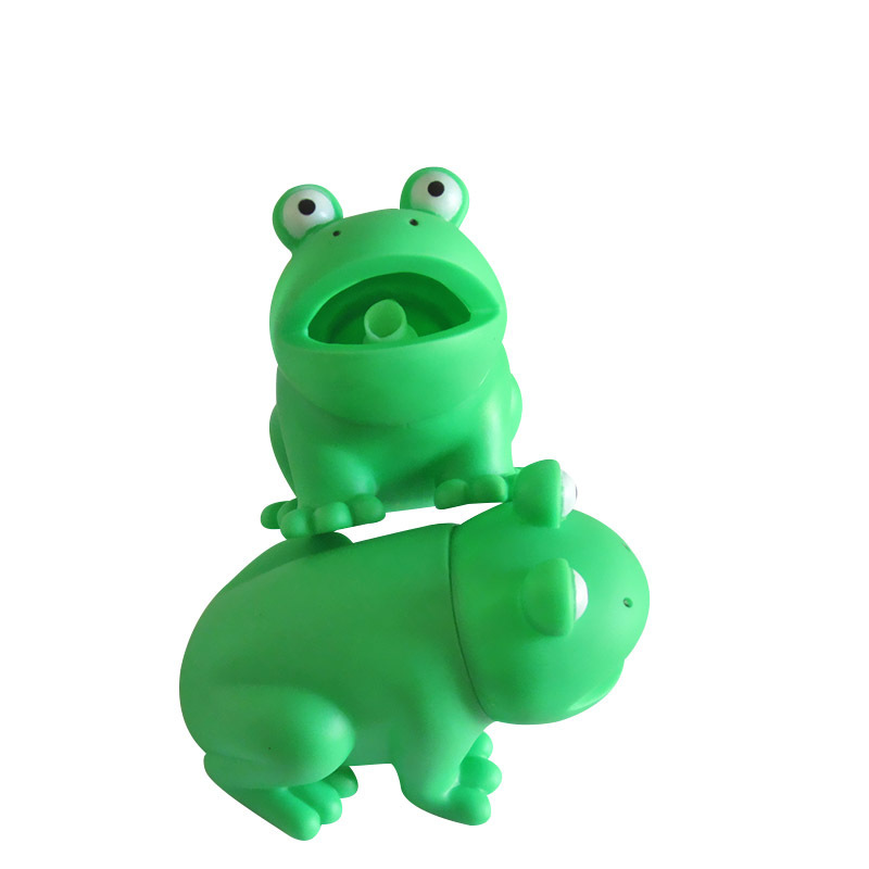 The dog toy frog pet makes a sound, hums, the frog plays tricks and vents, and screams. The rubber frog details Picture