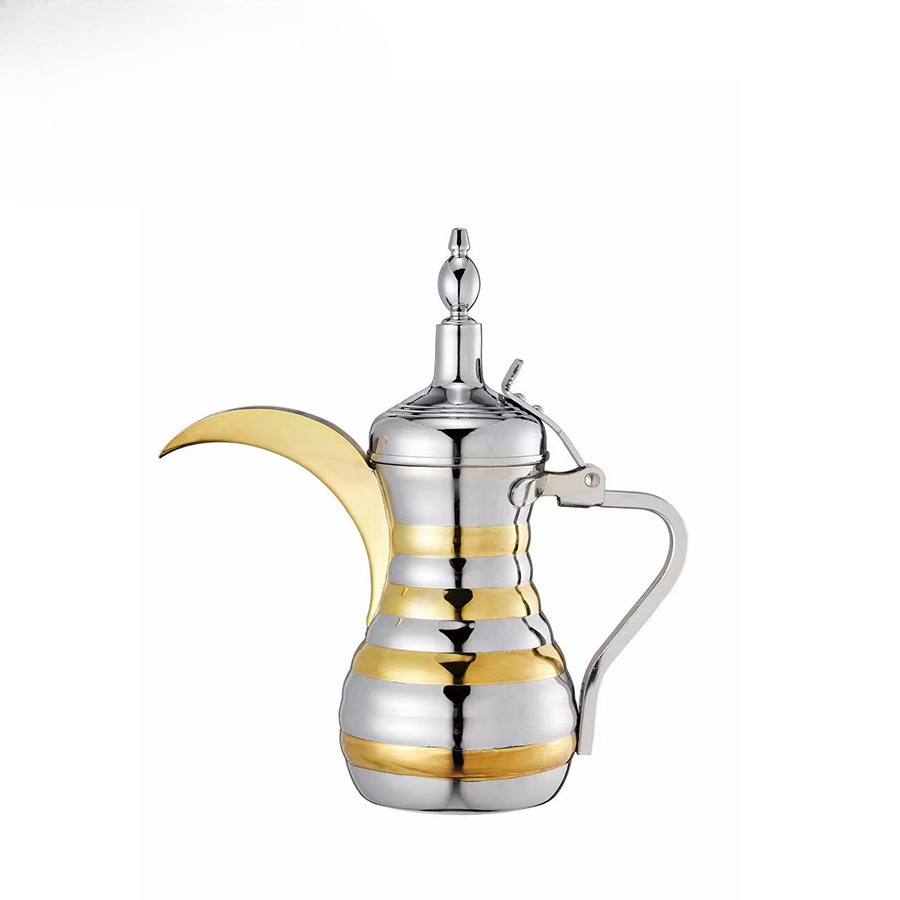 Manufacturer: Middle Eastern teapot, kettle, stainless steel striped coffee pot, Dubai Arab Daraha full figure