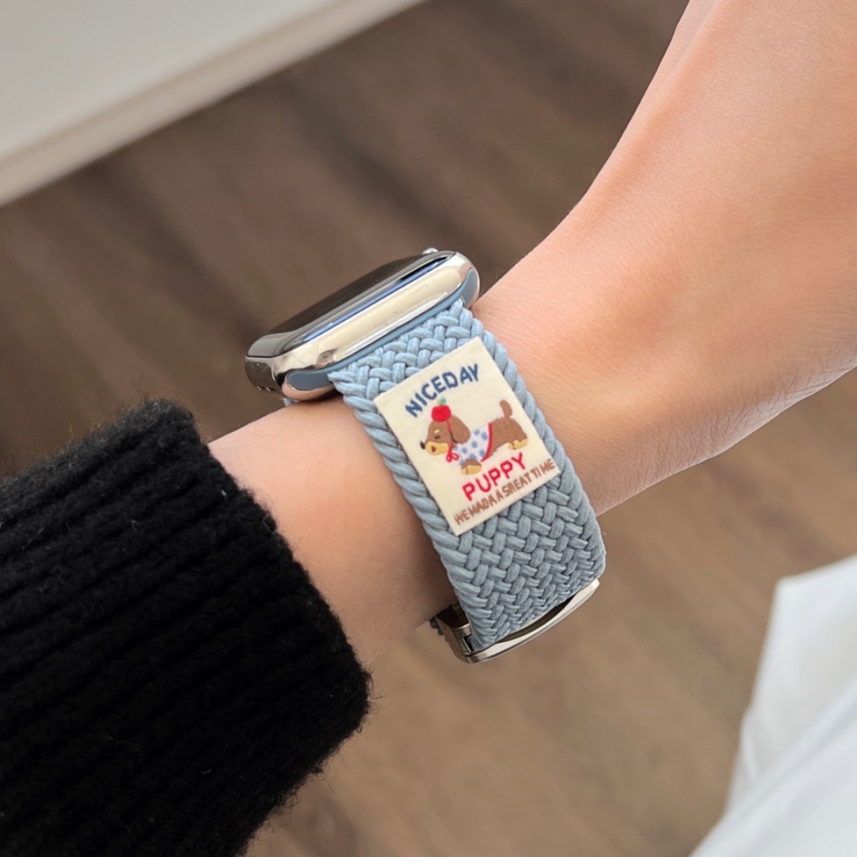 The puppy elastic woven nylon watch strap is suitable for the Apple Watch 10th generation 987654Ultra/SE Specification image