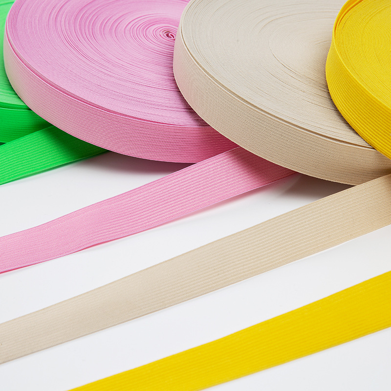 厂家直销 钩编松紧带2cm彩色针织橡筋 绦纶弹力服装鞋帽包边带