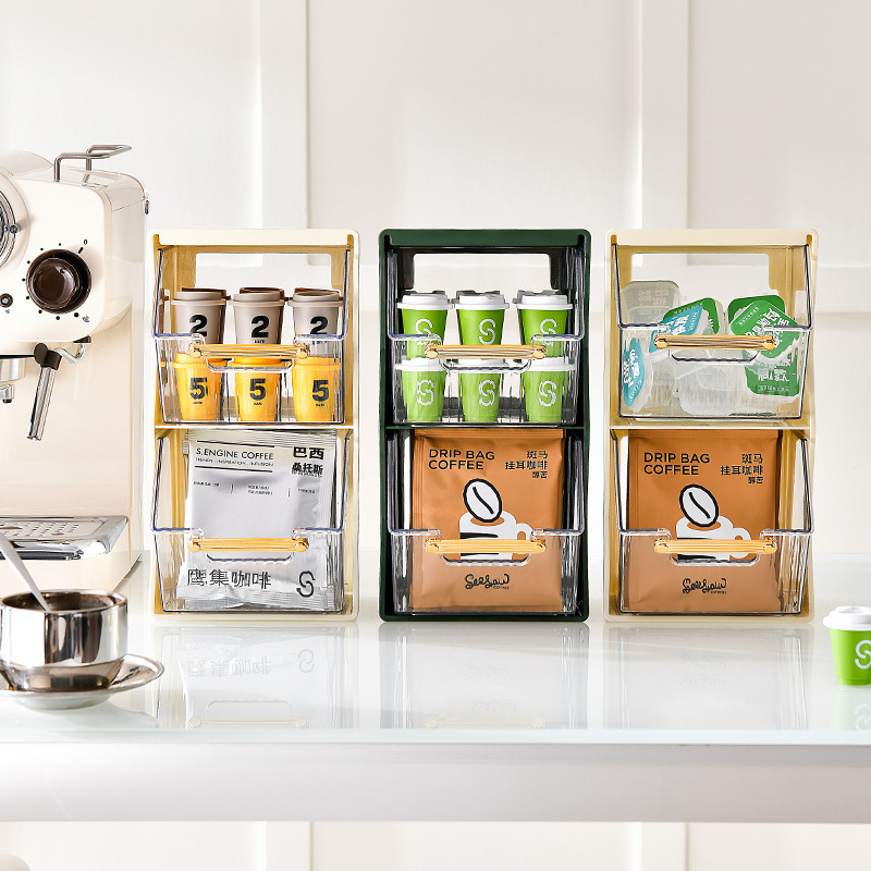 Tea Bag Storage Box Tea Capsule Coffee Lemon Slice Storage Transparent Pet Double Desktop Storage For Snack Storage Specification drawing