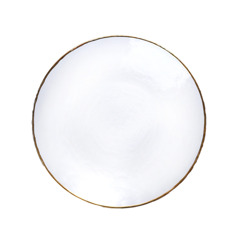 Gold Rim Glass Plate Japanese Cold Pattern Plate Household Pyrex Bowl Fruit Vegetable Dessert Salad Bowl Glass Tableware Item Picture